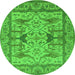 Round Oriental Green Traditional Rug, urb1409grn