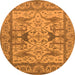 Round Oriental Orange Traditional Rug, urb1409org