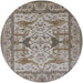 Round Mid-Century Modern Silver Pink Oriental Rug, urb1409