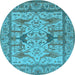 Round Oriental Light Blue Traditional Rug, urb1409lblu