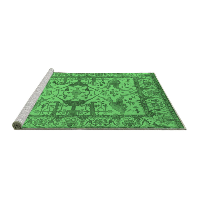 Sideview of Machine Washable Oriental Emerald Green Traditional Area Rugs, wshurb1409emgrn