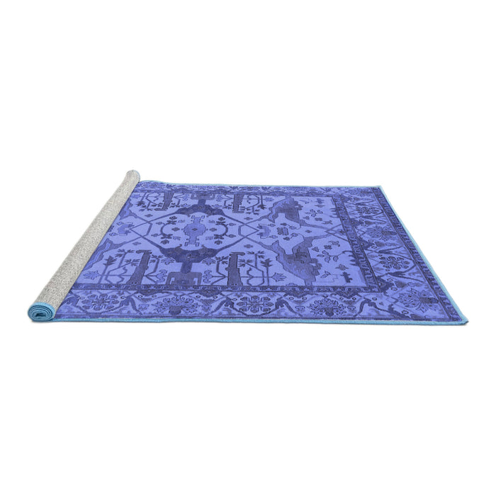 Sideview of Machine Washable Oriental Blue Traditional Rug, wshurb1409blu