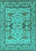 Machine Washable Oriental Turquoise Traditional Area Rugs, wshurb1409turq