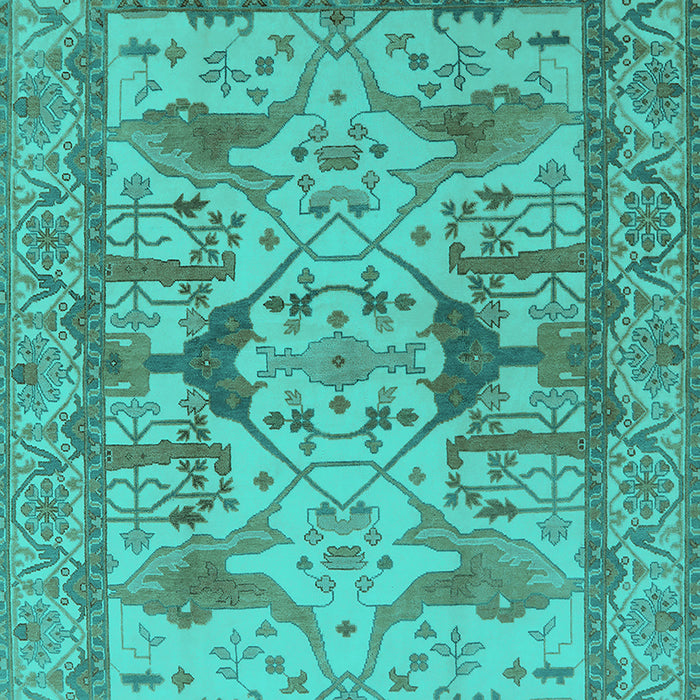 Machine Washable Oriental Turquoise Traditional Area Rugs, wshurb1409turq