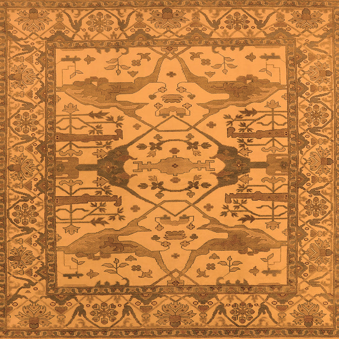 Square Oriental Orange Traditional Rug, urb1409org