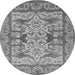 Round Oriental Gray Traditional Rug, urb1409gry