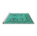 Sideview of Machine Washable Oriental Turquoise Traditional Area Rugs, wshurb1409turq