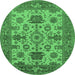 Round Oriental Emerald Green Industrial Rug, urb1410emgrn