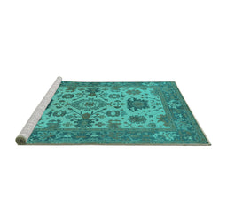 Sideview of Machine Washable Oriental Turquoise Industrial Area Rugs, wshurb1410turq