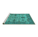 Sideview of Machine Washable Oriental Turquoise Industrial Area Rugs, wshurb1410turq