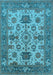 Machine Washable Oriental Light Blue Industrial Rug, wshurb1410lblu