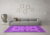 Machine Washable Oriental Purple Industrial Rug, wshurb1410pur