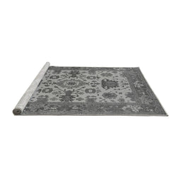 Sideview of Machine Washable Oriental Gray Industrial Rug, wshurb1410gry