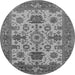 Round Machine Washable Oriental Gray Industrial Rug, wshurb1410gry