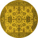 Round Oriental Yellow Industrial Rug, urb1410yw