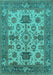 Machine Washable Oriental Turquoise Industrial Area Rugs, wshurb1410turq