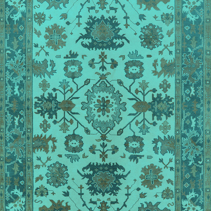 Machine Washable Oriental Turquoise Industrial Area Rugs, wshurb1410turq