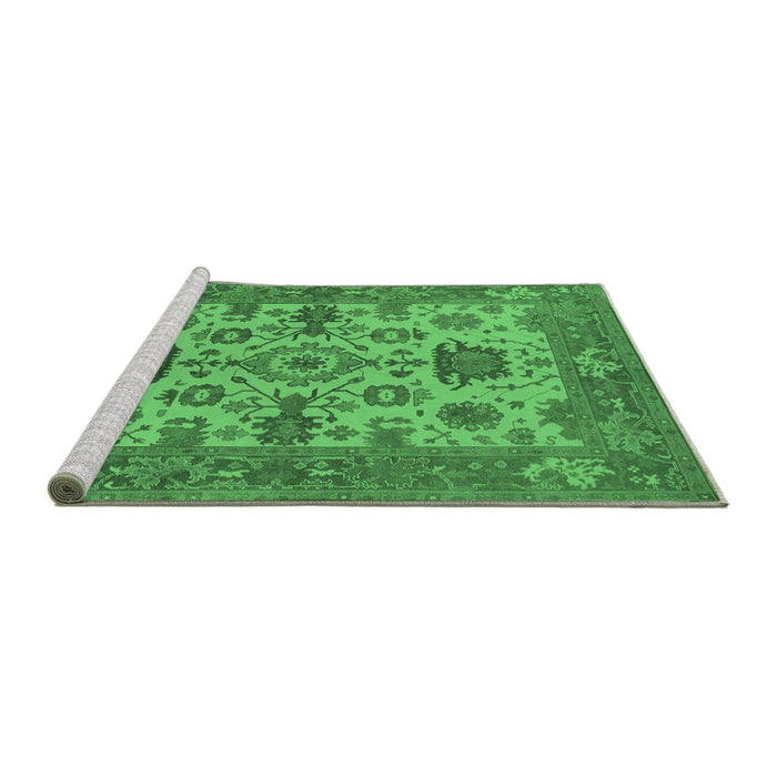 Sideview of Machine Washable Oriental Emerald Green Industrial Area Rugs, wshurb1410emgrn