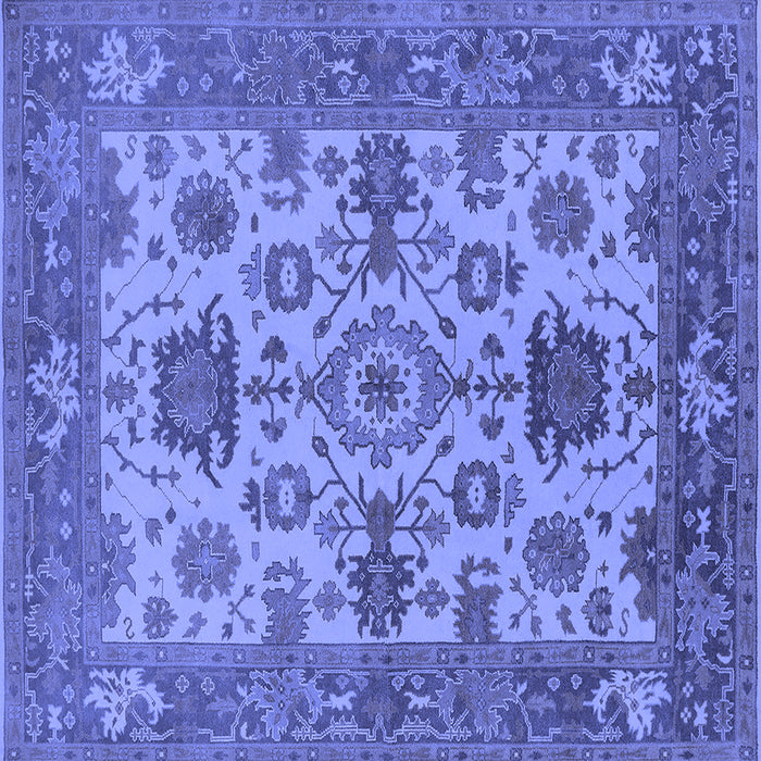 Square Machine Washable Oriental Blue Industrial Rug, wshurb1410blu