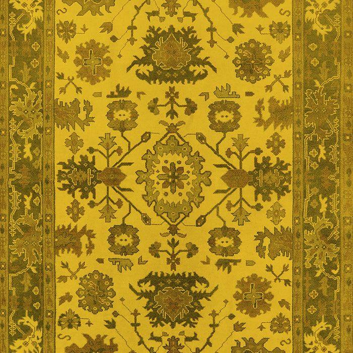 Machine Washable Oriental Yellow Industrial Rug, wshurb1410yw