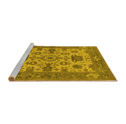 Sideview of Machine Washable Oriental Yellow Industrial Rug, wshurb1410yw