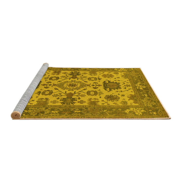 Sideview of Machine Washable Oriental Yellow Industrial Rug, wshurb1410yw