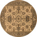 Round Oriental Brown Industrial Rug, urb1410brn