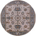 Round Machine Washable Industrial Modern Puce Purple Rug, wshurb1410