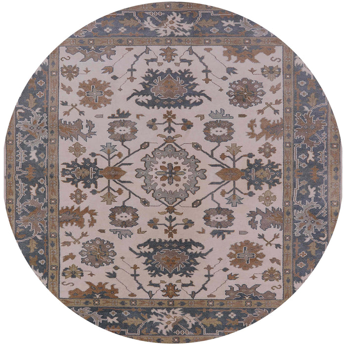 Round Mid-Century Modern Puce Purple Oriental Rug, urb1410