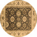 Round Oriental Brown Traditional Rug, urb1411brn