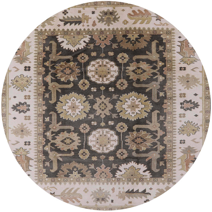 Round Mid-Century Modern Brown Oriental Rug, urb1411