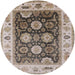 Round Mid-Century Modern Brown Oriental Rug, urb1411