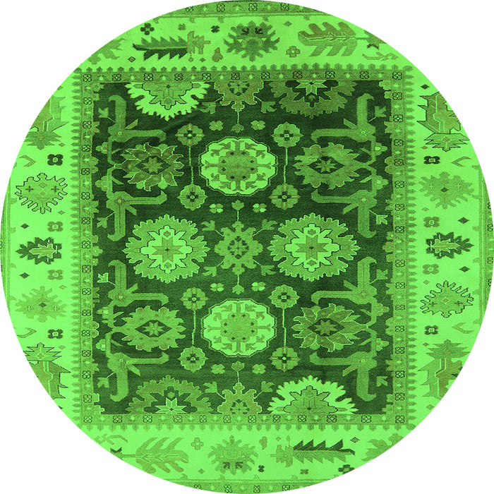 Round Oriental Green Traditional Rug, urb1411grn