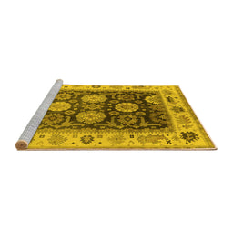 Sideview of Machine Washable Oriental Yellow Traditional Rug, wshurb1411yw