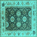 Square Machine Washable Oriental Turquoise Traditional Area Rugs, wshurb1411turq