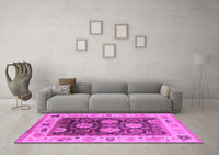 Machine Washable Oriental Pink Traditional Rug, wshurb1411pnk