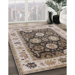 Mid-Century Modern Brown Oriental Rug in Family Room, urb1411