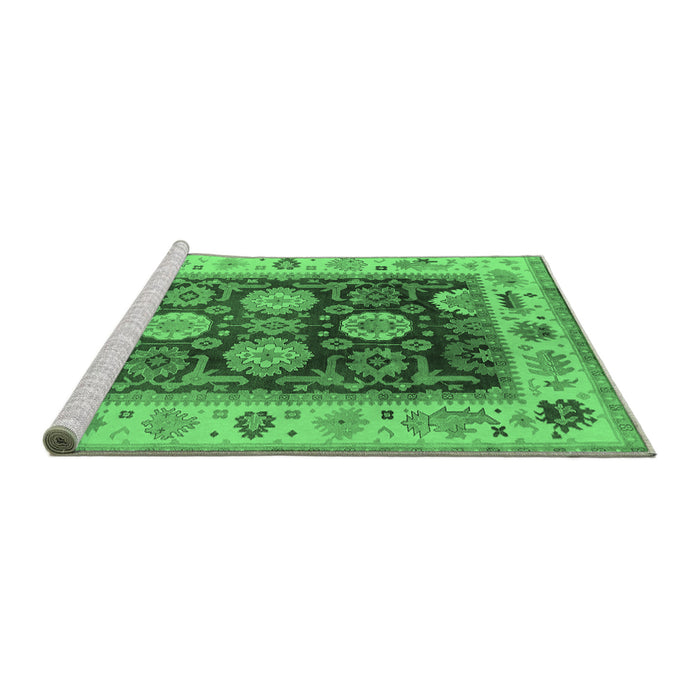 Sideview of Machine Washable Oriental Emerald Green Traditional Area Rugs, wshurb1411emgrn