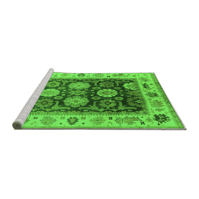 Sideview of Machine Washable Oriental Green Traditional Area Rugs, wshurb1411grn