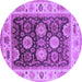 Round Machine Washable Oriental Purple Traditional Area Rugs, wshurb1411pur