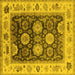 Square Machine Washable Oriental Yellow Traditional Rug, wshurb1411yw