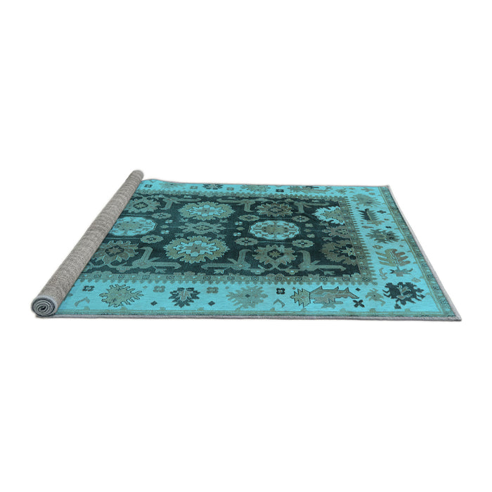 Sideview of Machine Washable Oriental Light Blue Traditional Rug, wshurb1411lblu