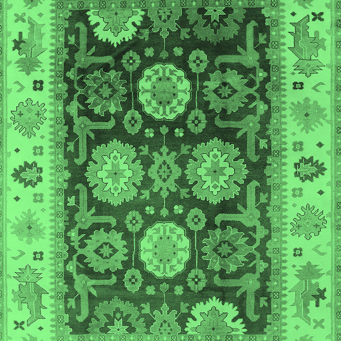 Machine Washable Oriental Emerald Green Traditional Area Rugs, wshurb1411emgrn