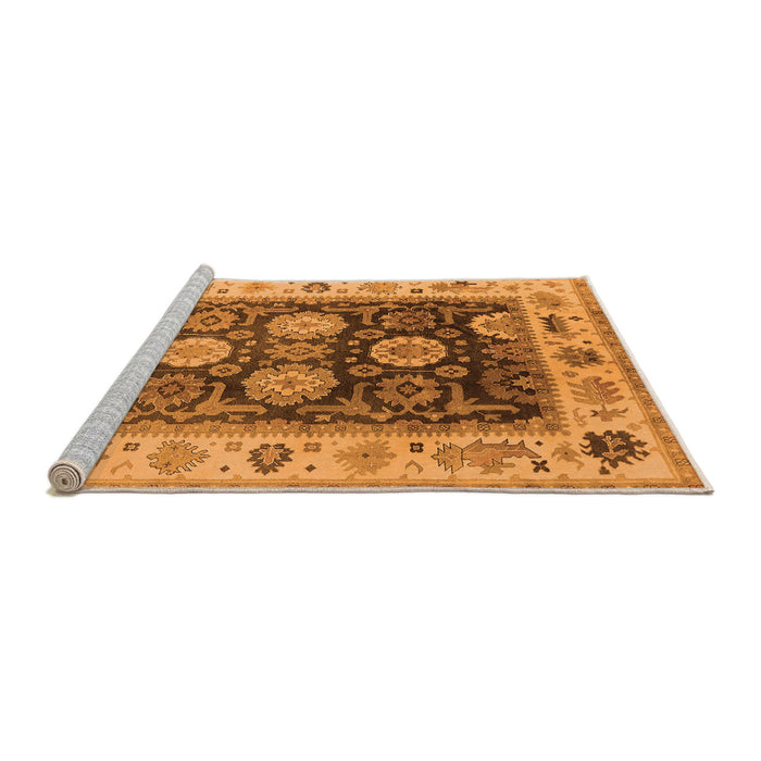 Sideview of Machine Washable Oriental Orange Traditional Area Rugs, wshurb1411org