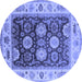 Round Machine Washable Oriental Blue Traditional Rug, wshurb1411blu