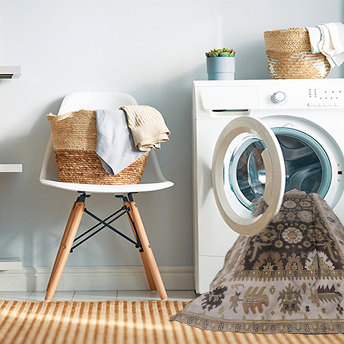 Machine Washable Industrial Modern Brown Rug in a Washing Machine, wshurb1411