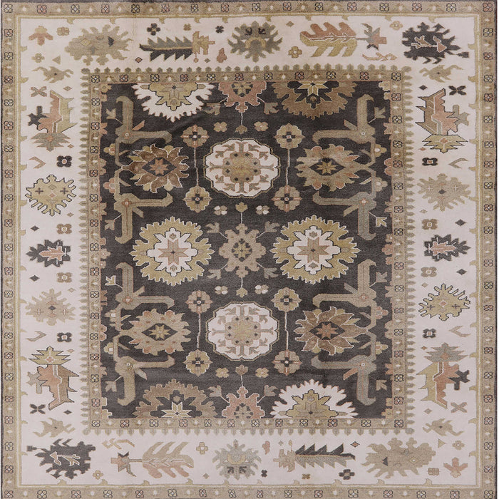 Square Mid-Century Modern Brown Oriental Rug, urb1411
