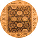 Round Machine Washable Oriental Orange Traditional Area Rugs, wshurb1411org