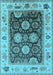 Machine Washable Oriental Light Blue Traditional Rug, wshurb1411lblu