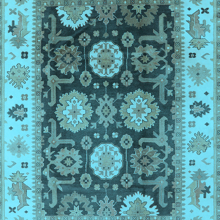 Machine Washable Oriental Light Blue Traditional Rug, wshurb1411lblu